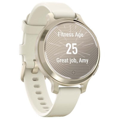 Garmin Lily 2 Active Smartwatch, GPS, 38mm, Lunar Gold Case, Bone Silicone Band (010-02891-00)
