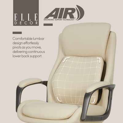 Elle Decor Rivendell AIR Lumbar Ergonomic Vegan Leather Swivel Executive Chair, Cream (60124-CRM)