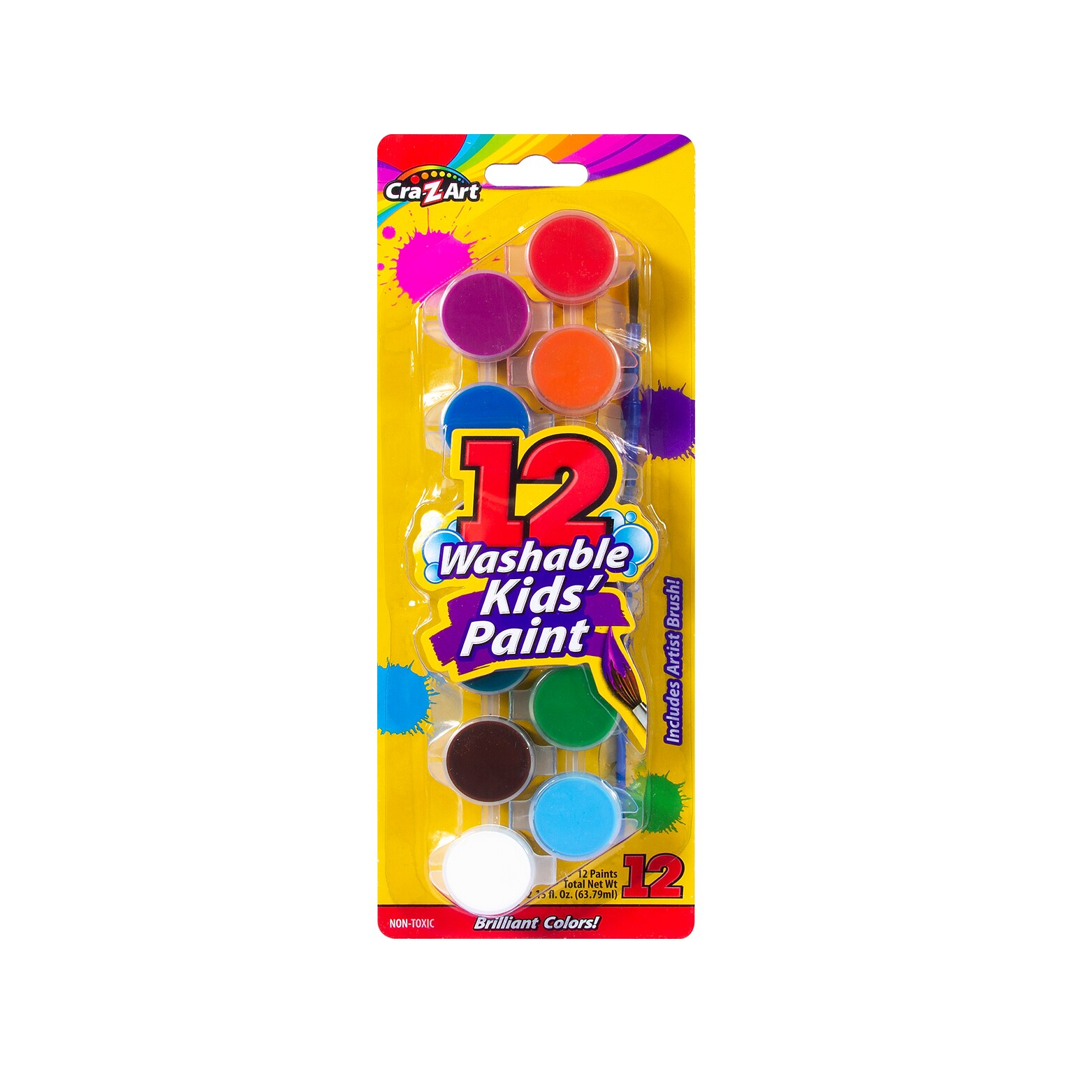 Cra-Z-Art Washable Kids Paints, Assorted Colors, 2.15 Fl. Oz., 12/Pack (10628-24)