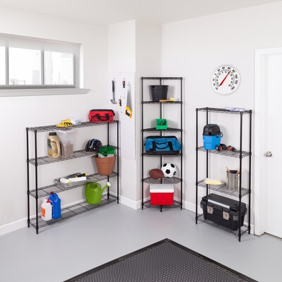 Honey-Can-Do 4-Tier Slim Profile Shelving Unit, 56" x 24" x 10", Black (SHF-10002)