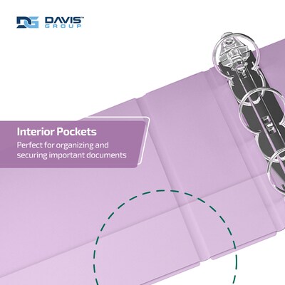 Davis Group, 1", 8.5" x 11", Round Ring View Binder, Pastel Color, Lavender, 6/Pack (7411-13-06)