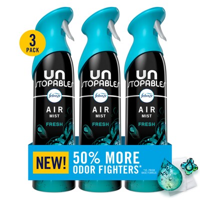 Febreze Air Mist Air Freshener Spray, Unstopables Fresh Scent, 8.1 oz., 3/Pack (5570/3401)