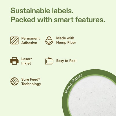 Avery Hemp Rectangle Laser/Inkjet Multipurpose Labels, 5 x 7, Off-White (16/Pack)