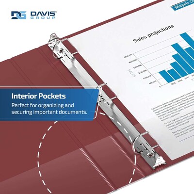 Davis Group Easyview Premium 4" Angle D Ring, Customizable, View Binder, Burgundy, 4/Pack (8406-08