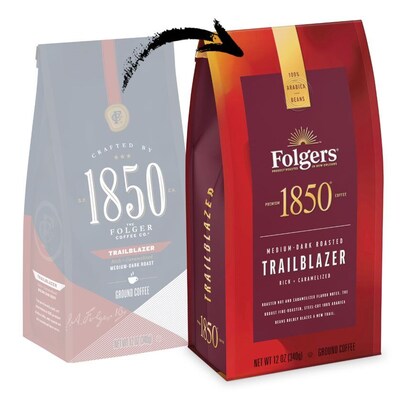 Folgers 1850 Trail Blazer Caffeinated Ground Coffee, Medium-Dark Roast, 12 oz. (SMU60515)