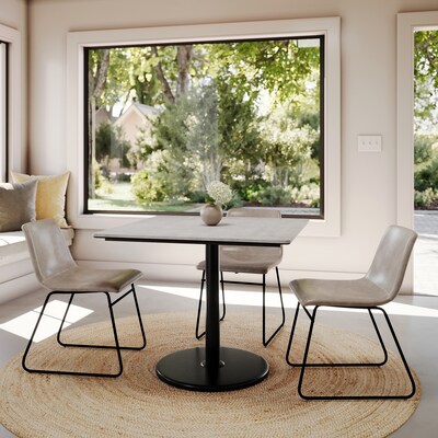 Flash Furniture Acadia Square Wooden Dining Table with Round Base, 36"D x 36"W, Gray Faux Concrete/Black Base (STSQ36CGTR24)