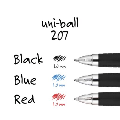 uni-ball 207 Retractable Gel Pens, Bold Point, 1.0mm, Blue Ink, Dozen (1790896)