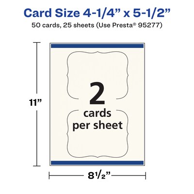 Avery Integrated Cards, 4.25" x 5.5", Matte Ivory, 50/Pack (95277)
