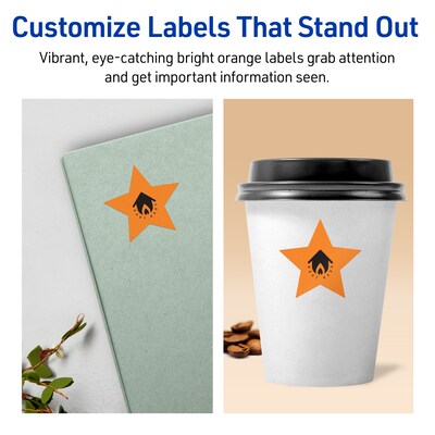 Avery Burst Multipurpose Labels, 2-1/4" x 2-3/8", Bright Orange, 960/Box (94611)