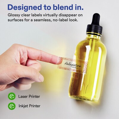 Avery Rectangle Laser/Inkjet Multipurpose Labels, Clear, 40 Labels/Sheet, 100 Sheets/Pack (19479311198)
