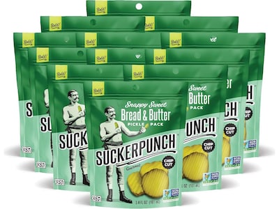 SuckerPunch Gluten Free Sweet Bread and Butter Pickle Snack Packs, 3.4 oz., 12 Packs/Carton (SPPBB-6730)