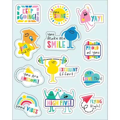 Carson Dellosa Education Happy Place Motivators Motivational Stickers, Multicolored, 72/Pack, 12 Packs/Bundle (CD-168318-12)