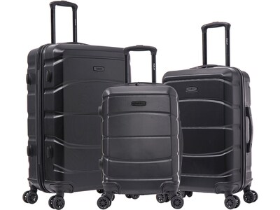 DUKAP Sense 3-Piece Hardside Spinner Luggage Set, TSA Checkpoint Friendly, Black (DKSENSML-BLK)