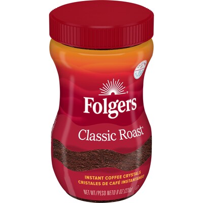 Folgers Classic Roast Instant Coffee, Medium Roast (SMU20629)