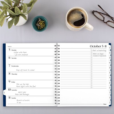 2027 Mead Essentials 9" x 11" Calendar Year Weekly & Monthly Planner, Plastic Cover, Navy (CRW630G2027)