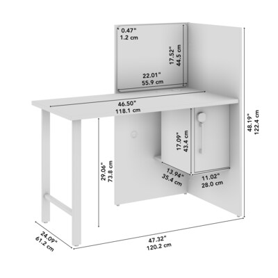 Bush Business Furniture Hustle 48"W Cubicle Workstation, White/Natural Elm (HUCB248WHNE)