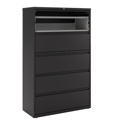 Quill Brand® HL8000 Commercial 5 File Drawers Lateral File Cabinet, Locking, Black, Letter/Legal, 42"W (21748D)