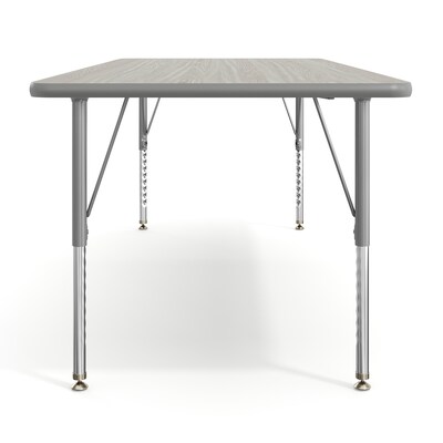 Flash Furniture Wren Rectangular Activity Table, 72" x 30", Height Adjustable, Light Gray Top/Silver Frame (XUA3072RECLGTP)