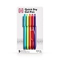 TRU RED™ Retractable Quick Dry Gel Pens, Fine Point, 0.5mm, Assorted, 5/Pack (TR54488)