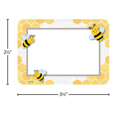 Teacher Created Resources Buzzing Bees Name Tags/School Name Tags, 3.5" x 2.5", 36/Pack, 6 Packs/Bundle (TCR6910-6)