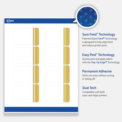 Avery Laser/Inkjet Rectangle Multipurpose Labels, 2" x 3", White, 80/Pack (S00DK9)