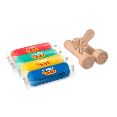 JOVI Plastilina Modeling Clay Baby School Pack, 20 Bars & 9 Stamps (JOV37120)
