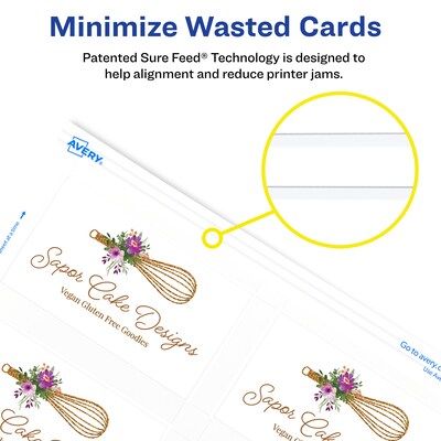 Avery Clean Edge Business Cards, 2" x 3 1/2", Matte White, 1000 Per Pack (5874)