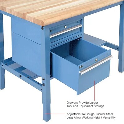Global Industrial Production Workbench, 60"W x 30"D, Maple Safety Edge, Blue (319311BL)