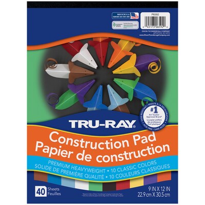 Tru-Ray 9 x 12 Construction Paper, Assorted Colors, 40 Sheets/Pad, 6 Pads/Bundle (PAC6592-6)