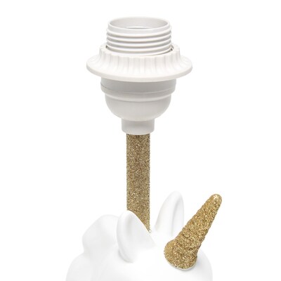 Simple Designs Sparkling Glitter Unicorn Table Lamp, Gold Glitter and Matte White (LT1078-GLD)