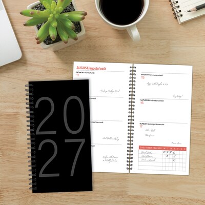 2027 Willow Creek 3.5" x 6.5" Calendar Year Weekly & Monthly Standard Planner, Black (66676)