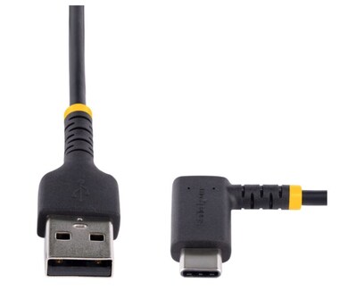 StarTech USB-A to USB-C Charging Cable Right Angle, 1ft, Black (R2ACR-30C-USB-CABLE)