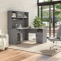 Bush Furniture Cabot 60W L Shaped Computer Desk with Hutch and Storage, Modern Gray (CAB001MG)