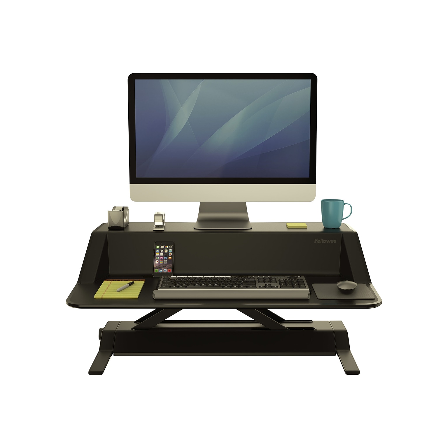 Fellowes Lotus Sit-Workstation 6H Adjustable Metal Stand, Black (0007901)