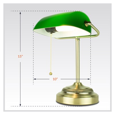 Newhouse Lighting Morgan Banker 14.5" LED Table Lamp, Antique Green (NHDK-MO-GO)