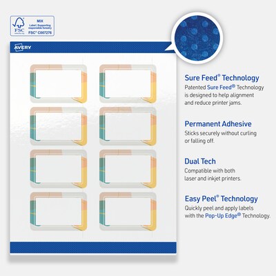 Avery Rectangle Laser/Inkjet Multipurpose Labels, 2" x 3", White, 80/Pack (19479371104)