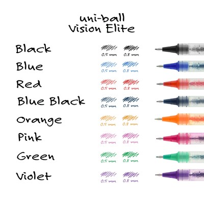 uni-ball Vision Elite Rollerball Pen, Bold Point, 0.8mm, Black Ink, 4/Pack (67180)