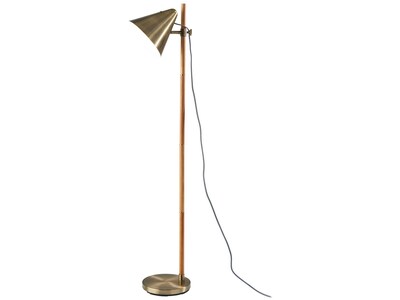 Adesso Bryn 58 Wood/Antique Brass Floor Lamp with Cone Shade (3761-12)