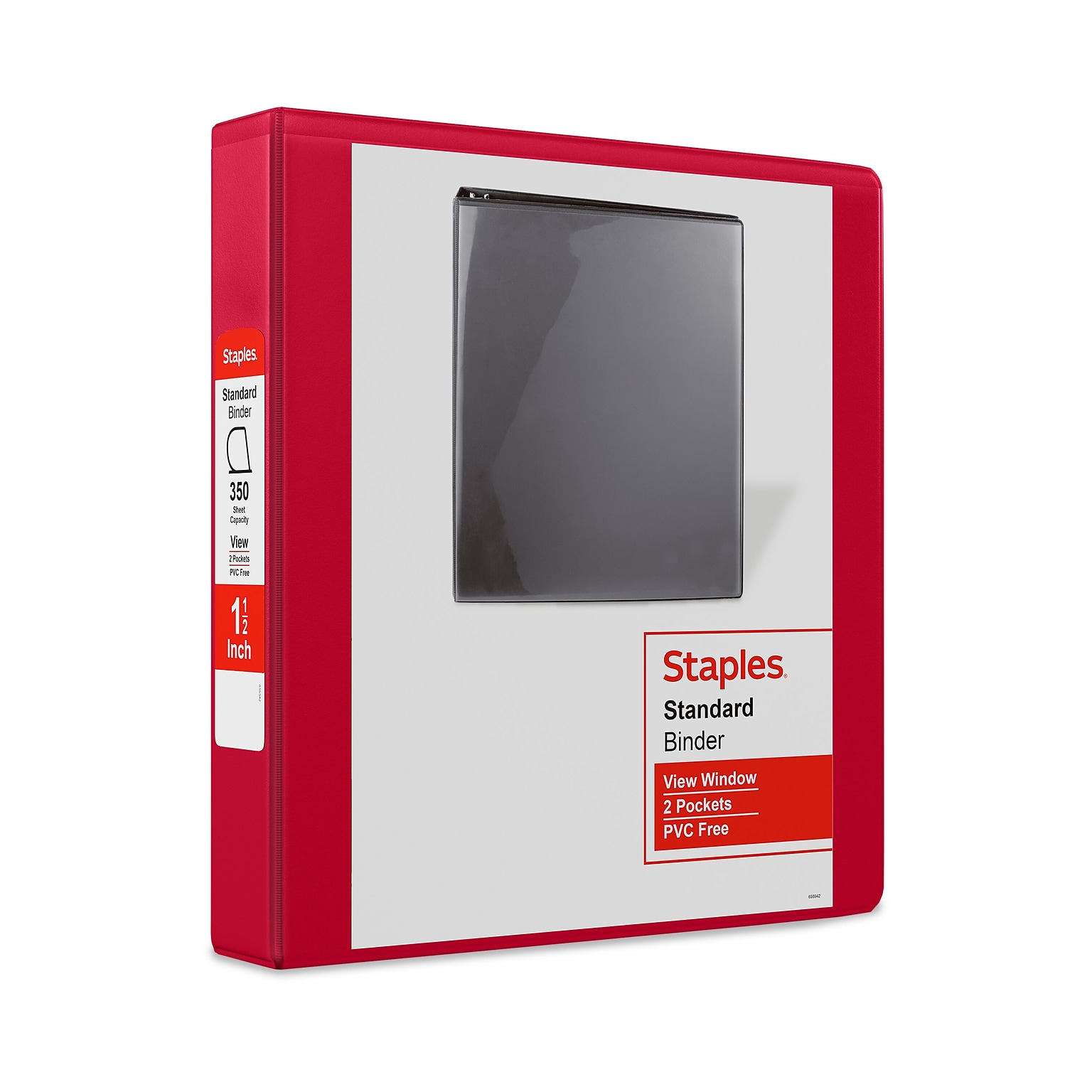 Standard 1.5 3 Ring View Binder with D-Rings, Red (58652)