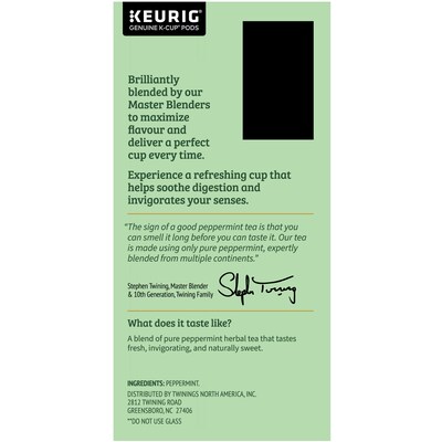 Twinings Pure Peppermint Herbal Tea, Keurig® K-Cup® Pods, 24/Box (TNA85813)