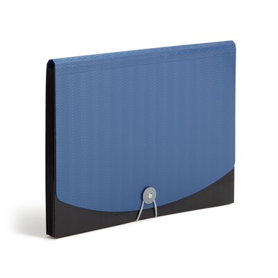 Smead Heavy Duty Expanding File with Flap & Elastic Cord Closure, Letter Size, 12 Pockets, Blue/Blac