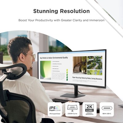 ViewSonic VG3820C Ultrawide 38 Curved WQHD+ 75Hz LCD Monitor, Universal Docking Station, Black (VG3820C)
