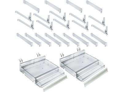 Azar 3.5 x 12 Pegboard 5-Compartment Cosmetic Tray with Tester Tray, Clear, 2/Pack (225840-TESTER-