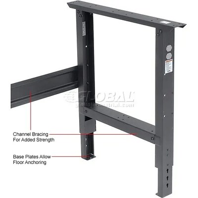Global Industrial Height Adjustable Workbench, 72"W x 30"D, Birch Square Edge, Black (318913BK)