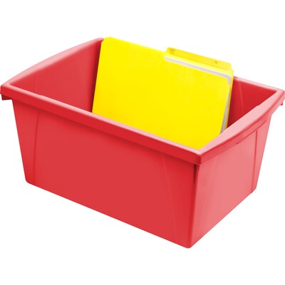 Storex Plastic Medium Classroom Storage Bin, 16.75"x 11.87"x 8.28", Red, Pack of 2 (STX61483U06C-2)