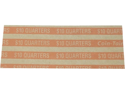 CONTROLTEK $10 Quarter Coin Wrapper, Kraft/Orange, 1000/Box (CNP57025)