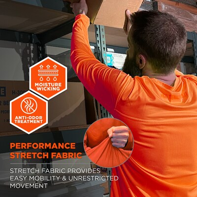 Chill-Its 6689 High Visibility Long Sleeve T-Shirt, Orange, X-Large (12180)