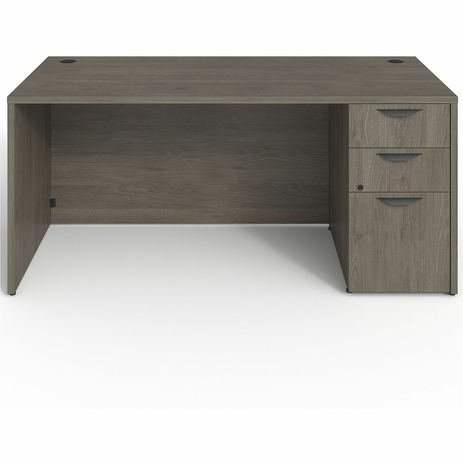 Lorell Prominence 2.0 66 W Right-Pedestal Desk, Gray Elm Surface (LLRPD3066RSPGE)