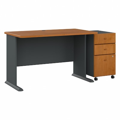 Bush Business Furniture Cubix 48"W Desk with Mobile File Cabinet, Natural Cherry/Slate (SRA025NCSU)