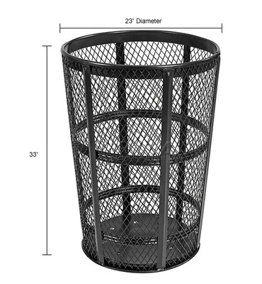 Global Industrial Outdoor Steel Mesh Corrosion-Resistant Trash Can, 48 Gallon, Black (237634BK)